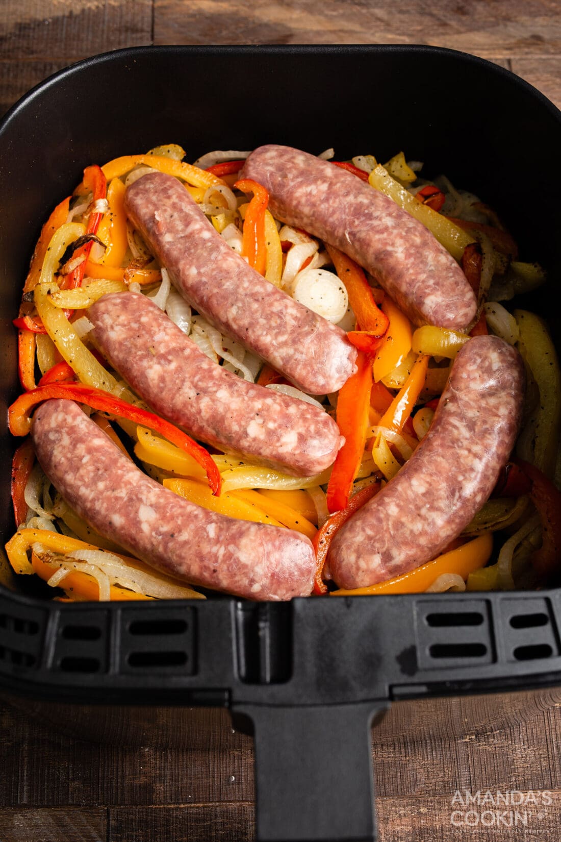 Air Fryer Italian Sausage and Peppers - Amanda's Cookin' - Air Fryer