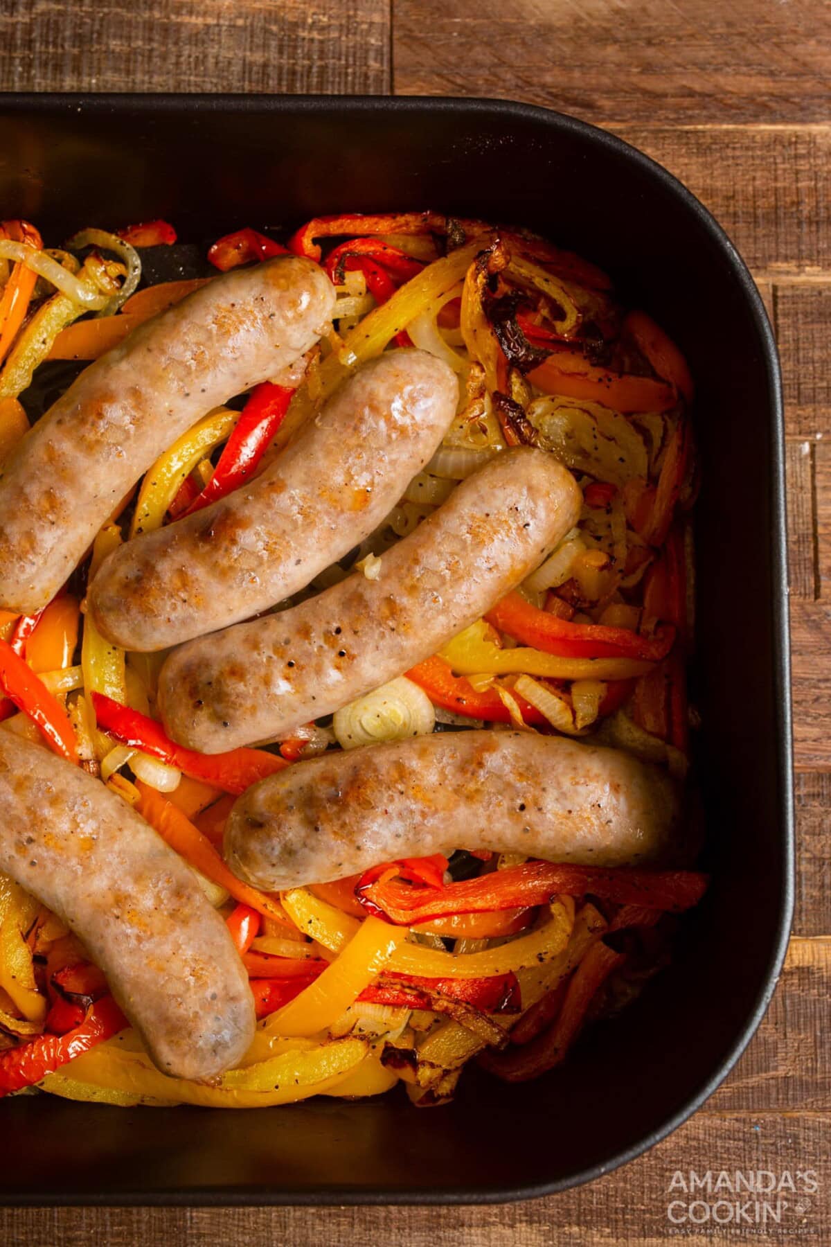 cooked sausage in air fryer basket