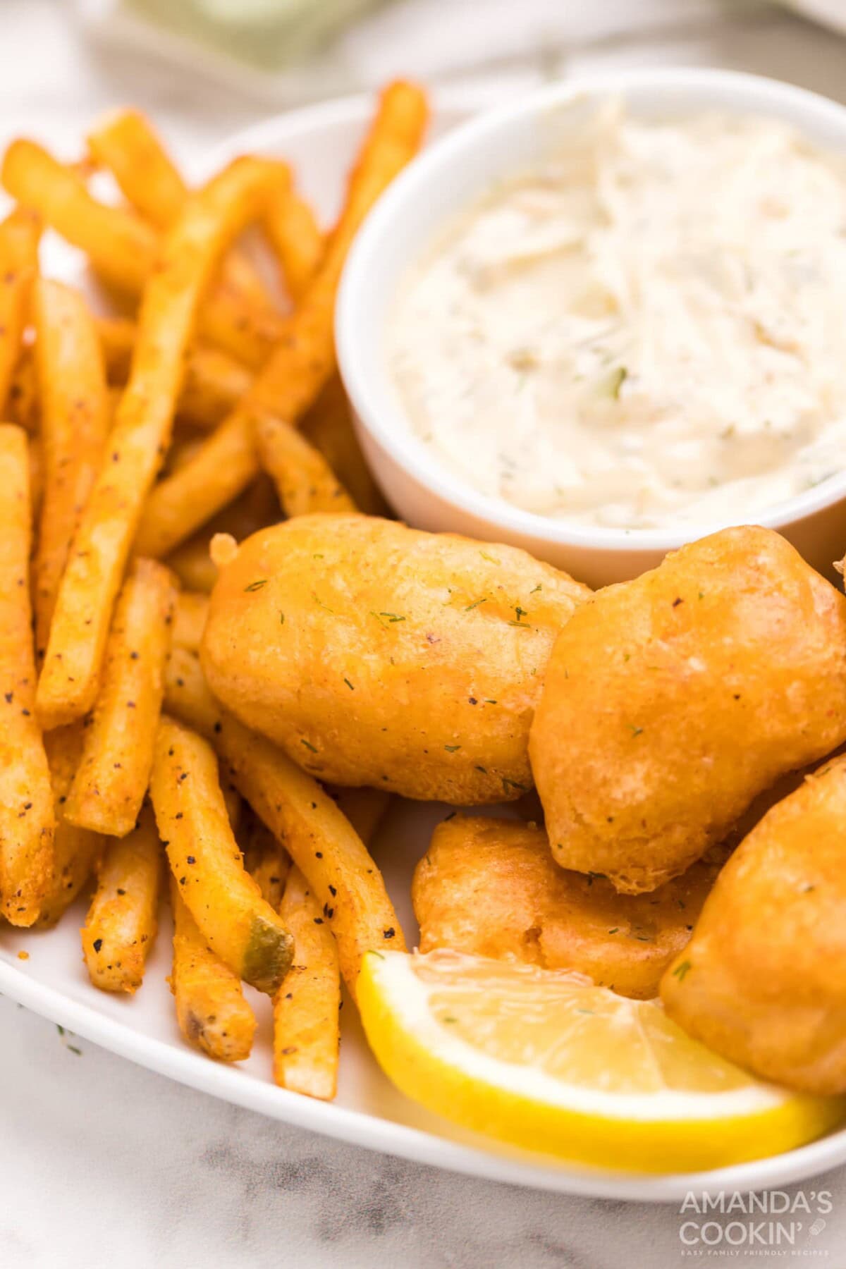 fish and chips on plate