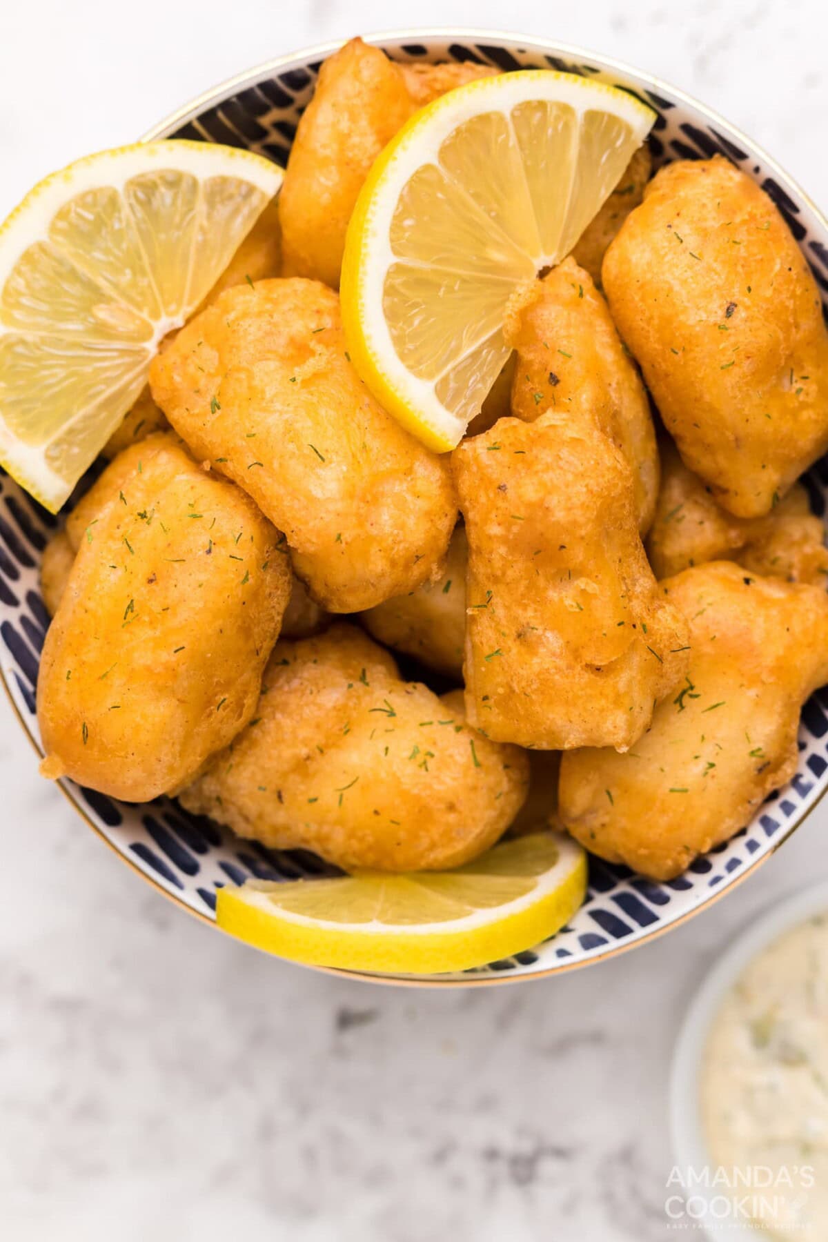 beer battered fish in a bowl