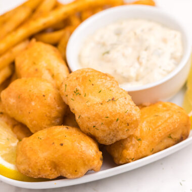 beer battered fish on a plate