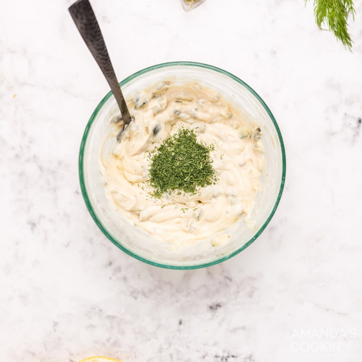 tartar sauce ingredients in a bowl