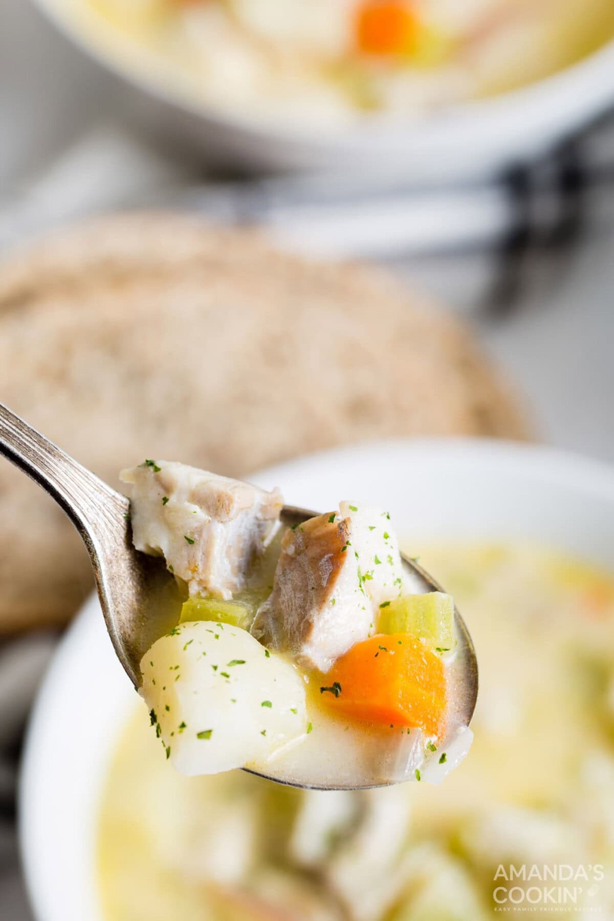 spoonful of fish chowder