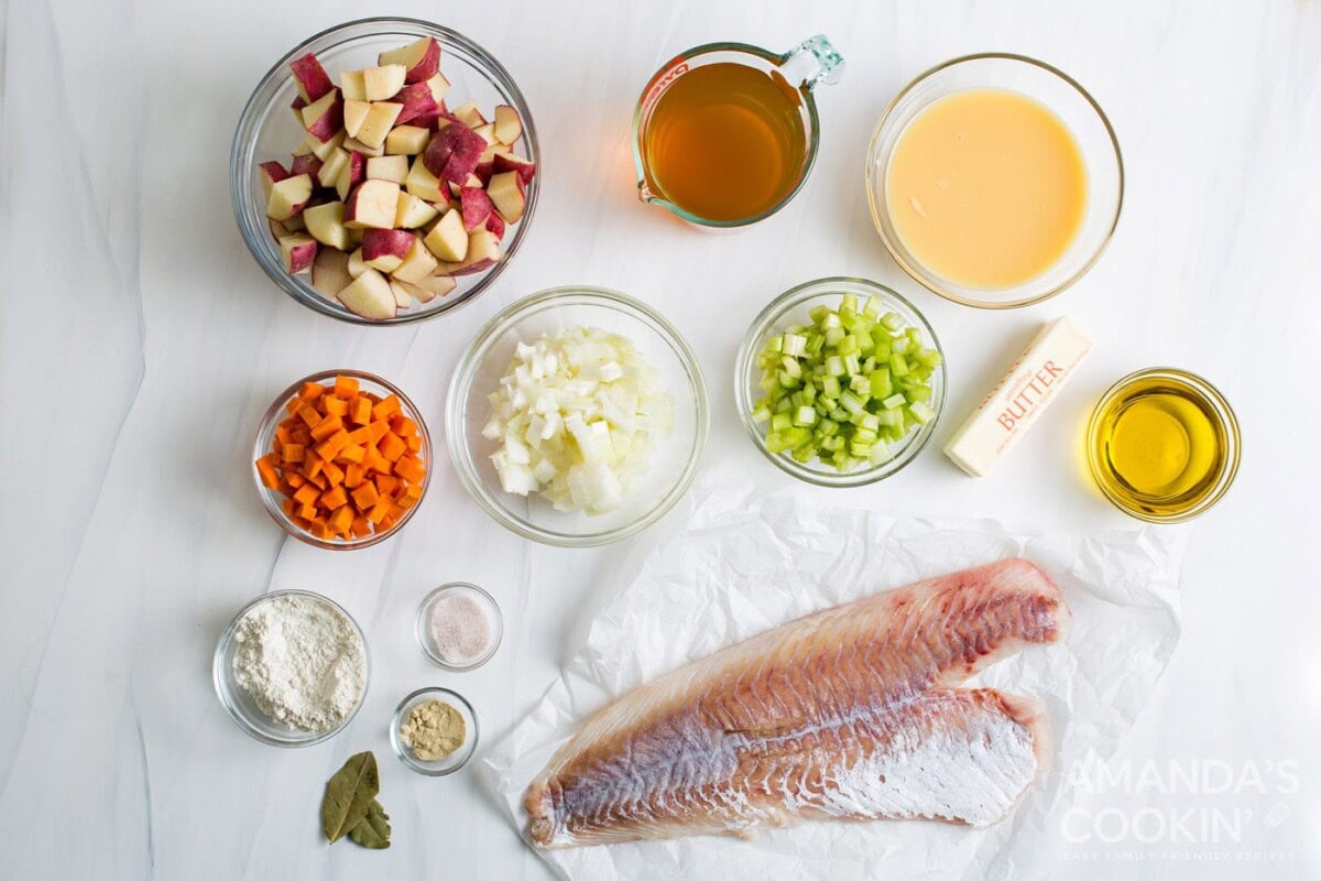 ingredients for fish chowder