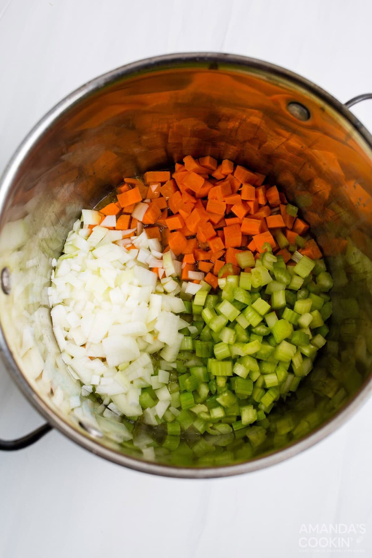vegetables in stock pot