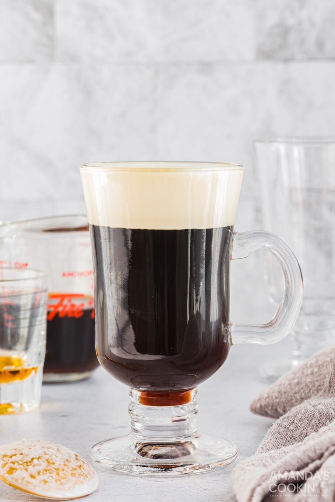 glass mug of irish coffee
