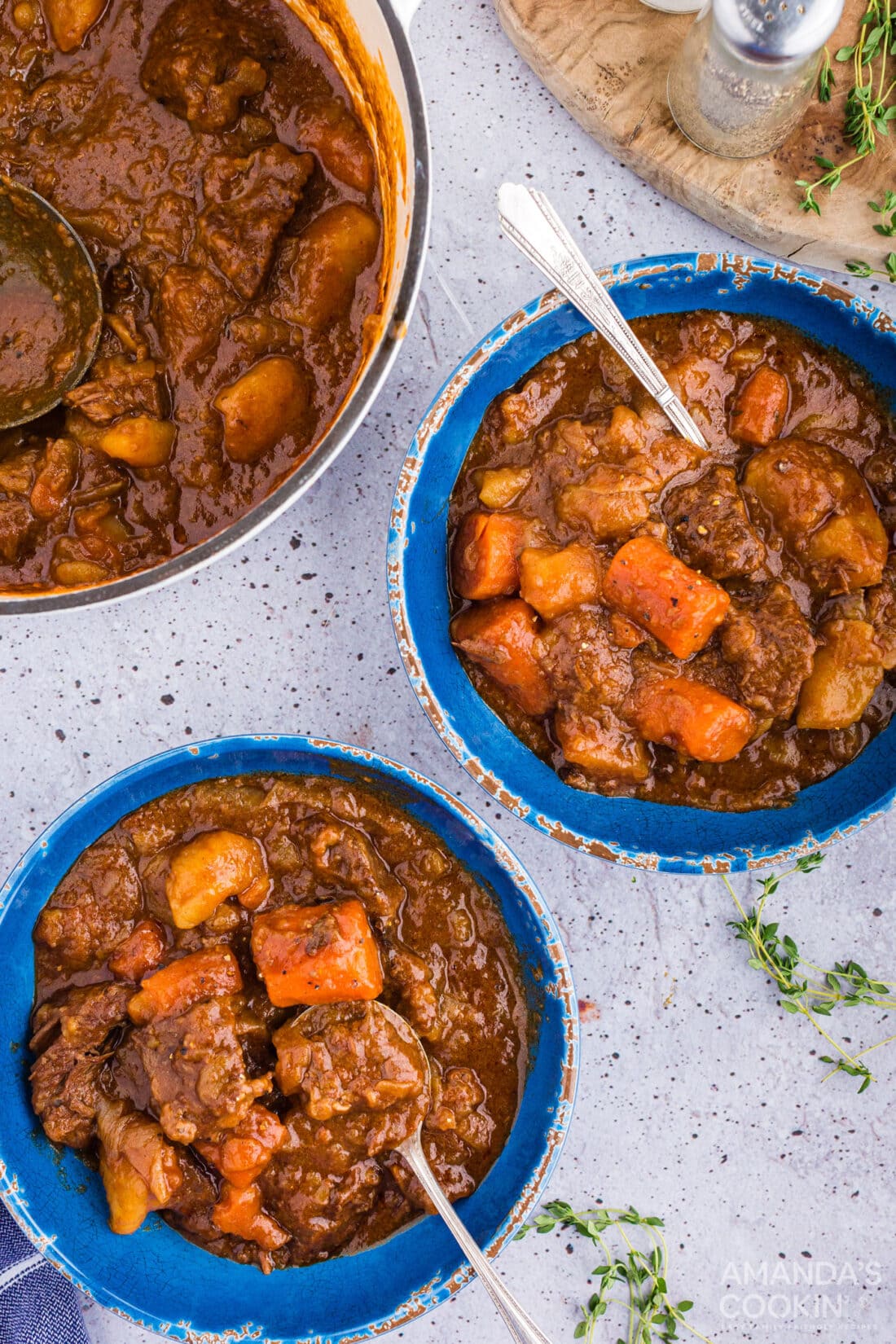 two bowls of irish beef stew
