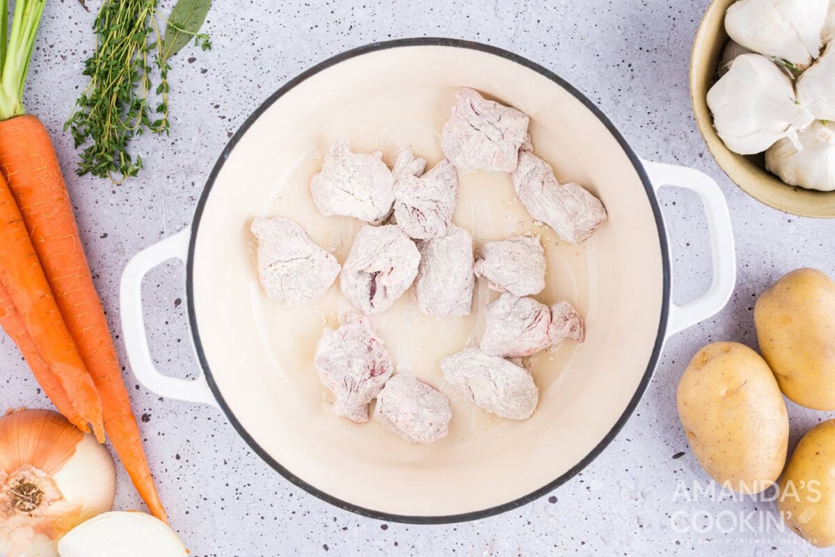 browning meat in pan