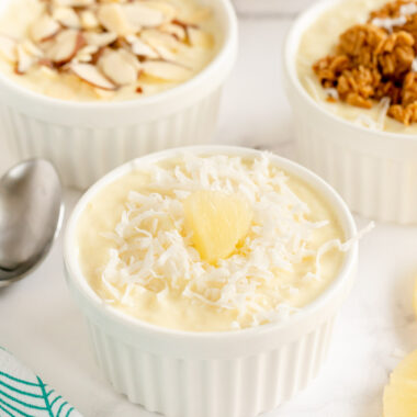 bowl of pineapple yogurt dessert