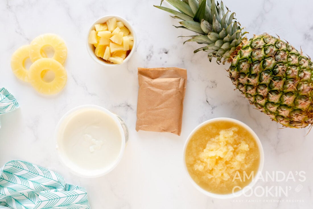 ingredients for pineapple yogurt dessert
