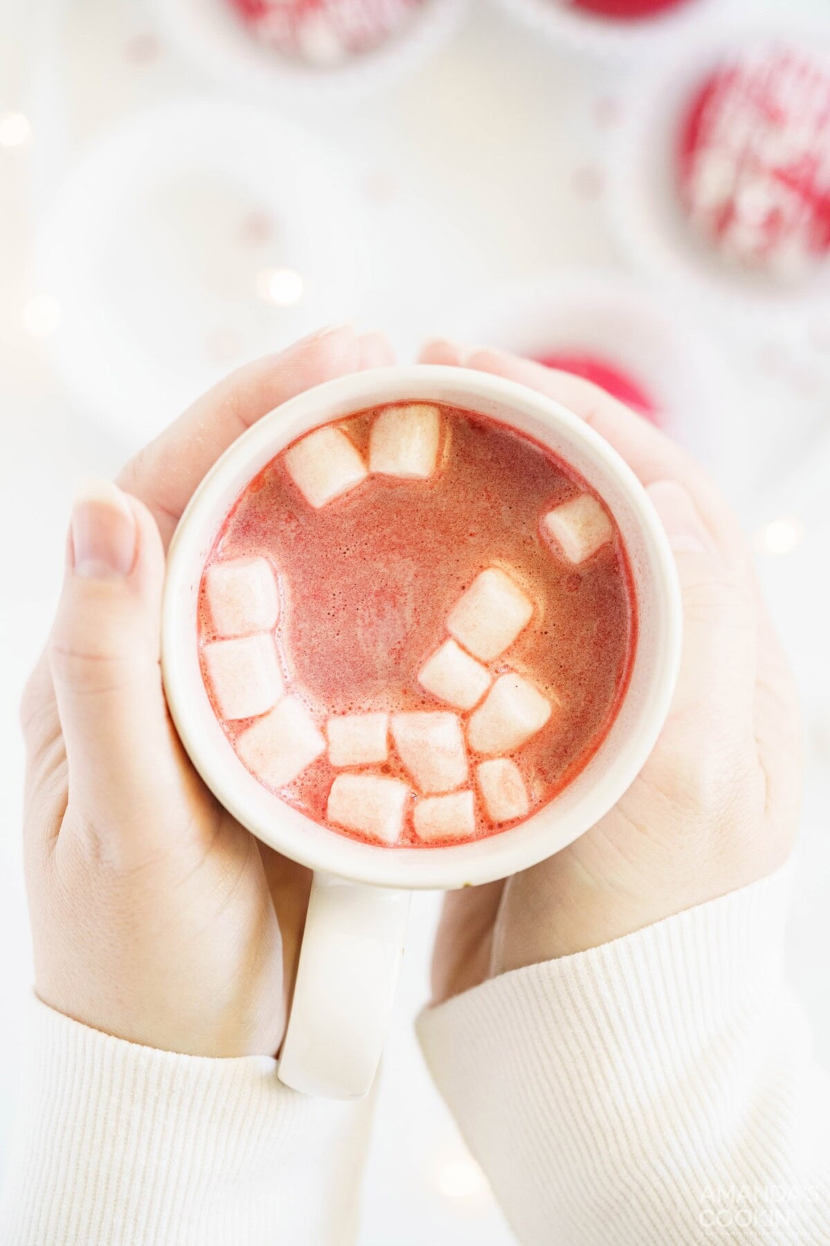 mug of red velvet hot chocolate