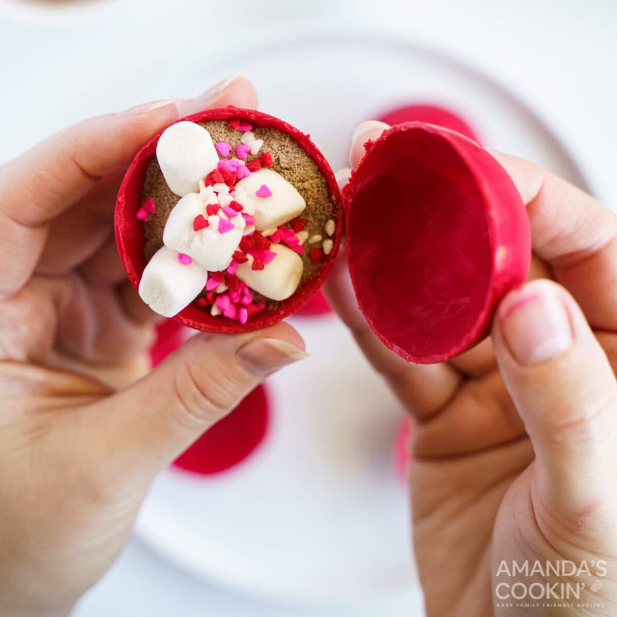 putting sides of cocoa bomb together