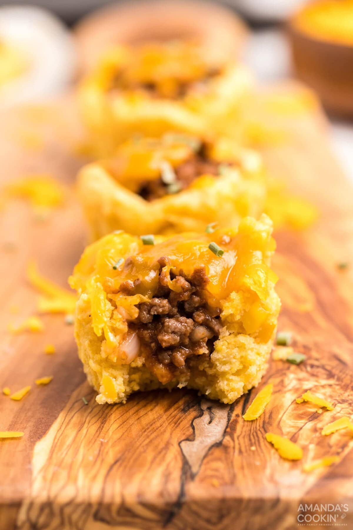 Sloppy Joe Corn Muffin with bite out of it