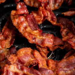 cooked bacon in an air fryer