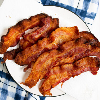 air fryer bacon on a plate