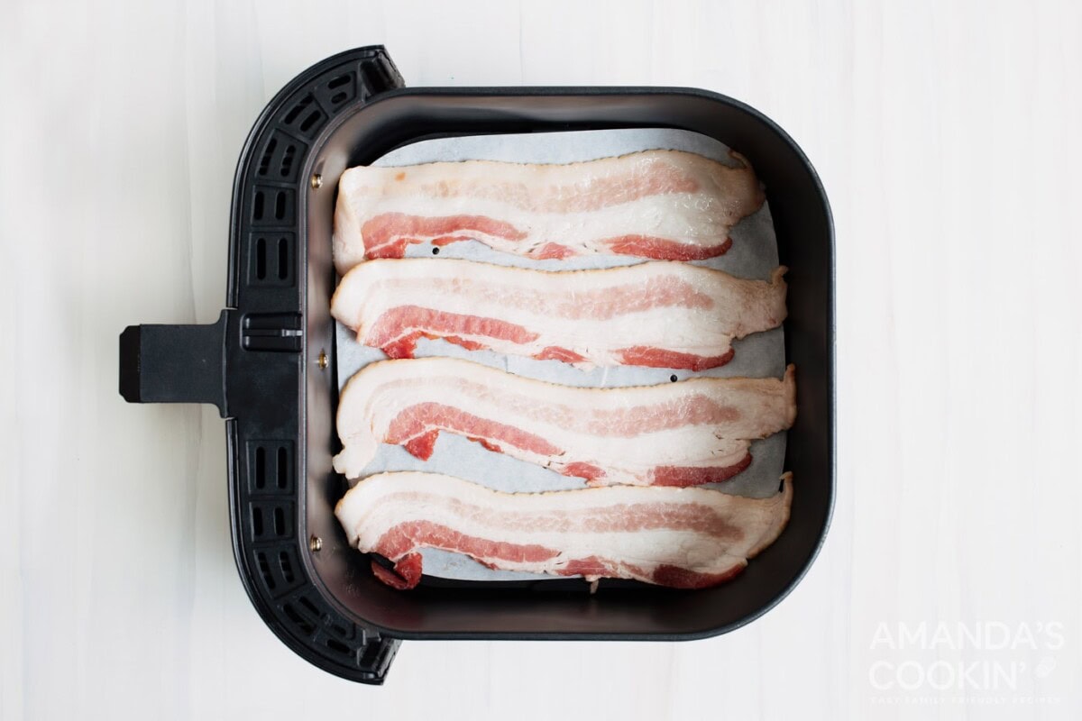 bacon in an air fryer basket