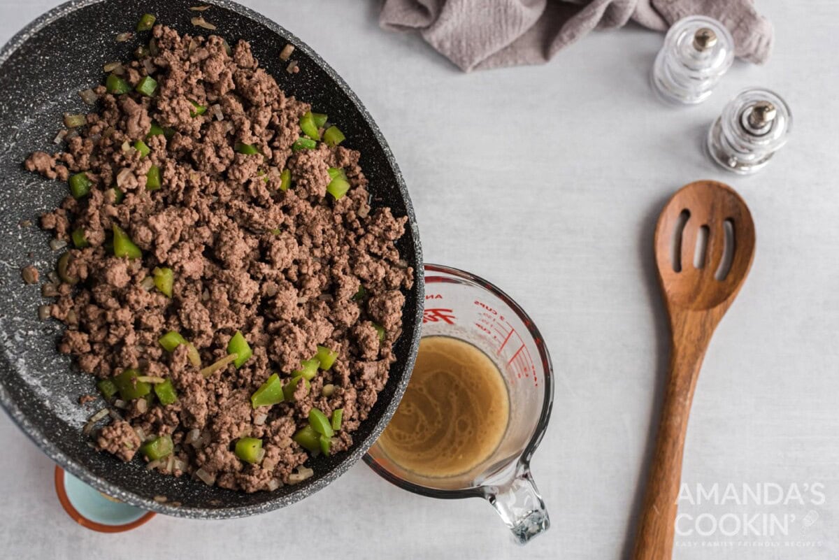 draining liquid from skillet