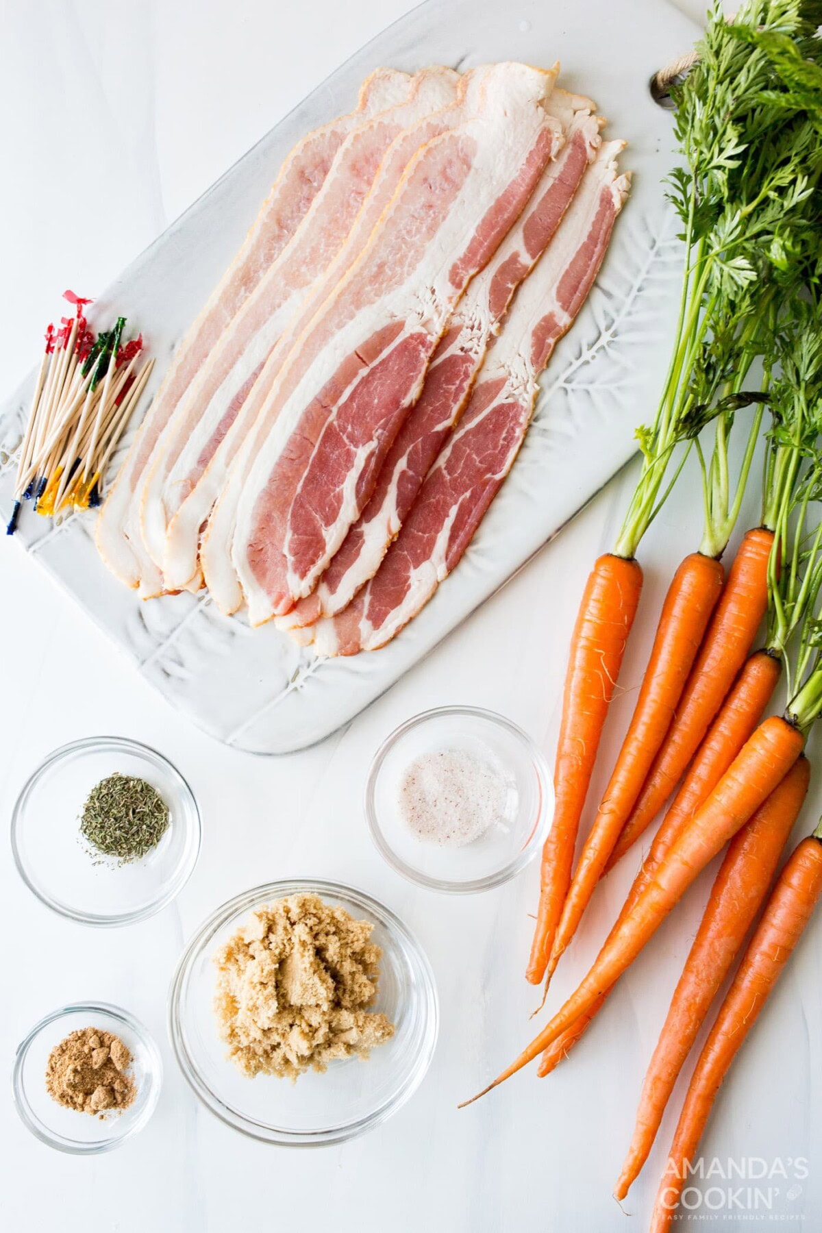 ingredients needed for air fryer bacon wrapped carrots