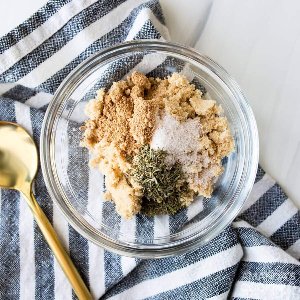 brown sugar, nutmeg, and spices in a bowl