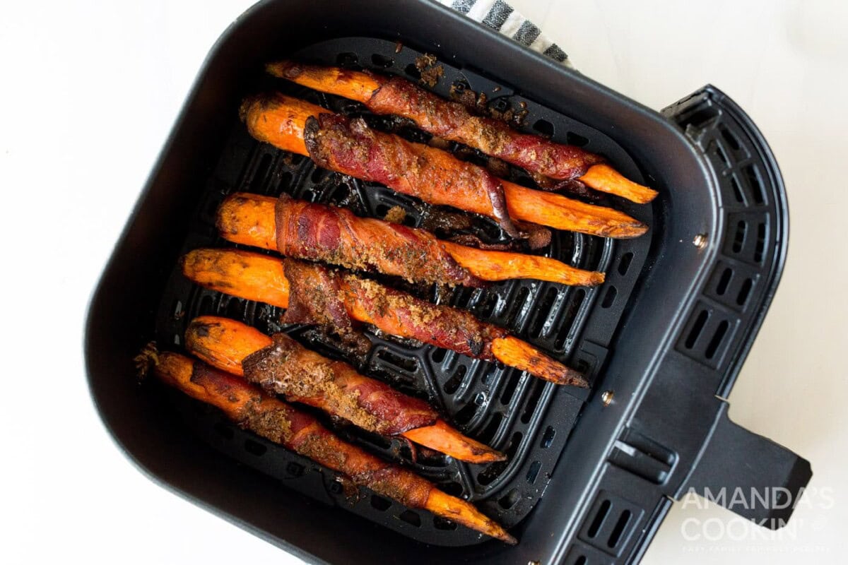 cooked bacon wrapped carrots in air fryer