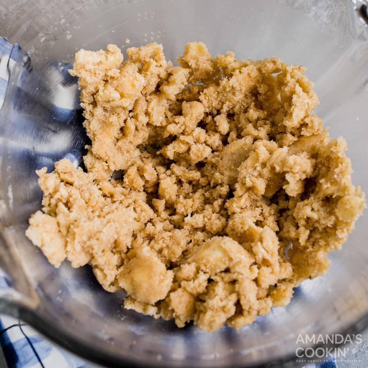 beat cookie dough in mixer bowl
