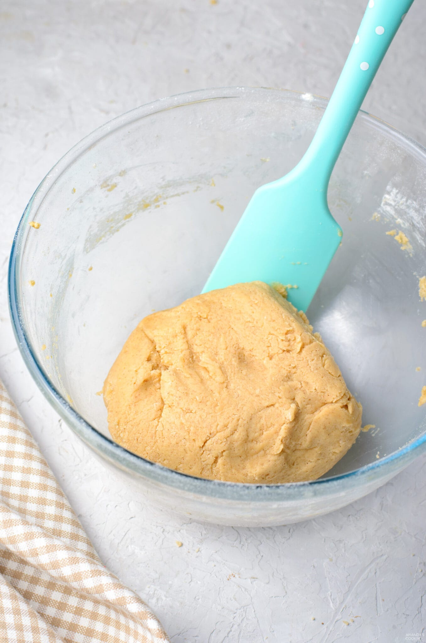 cookie dough ball in mixing bowl