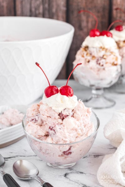 Cherry Fluff - Amanda's Cookin' - No Bake Desserts