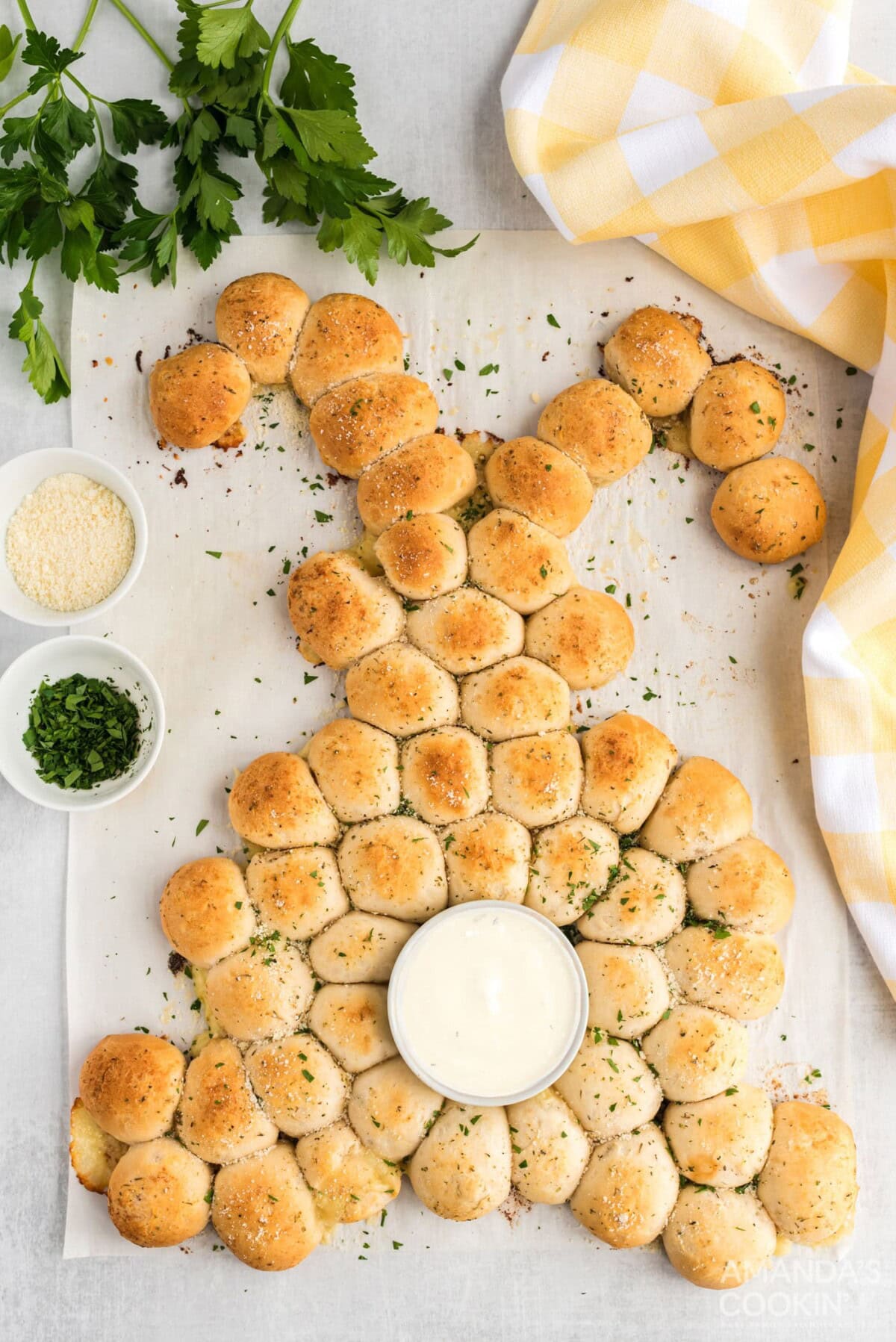 Pull apart bread in the shape of a bunny rabbit