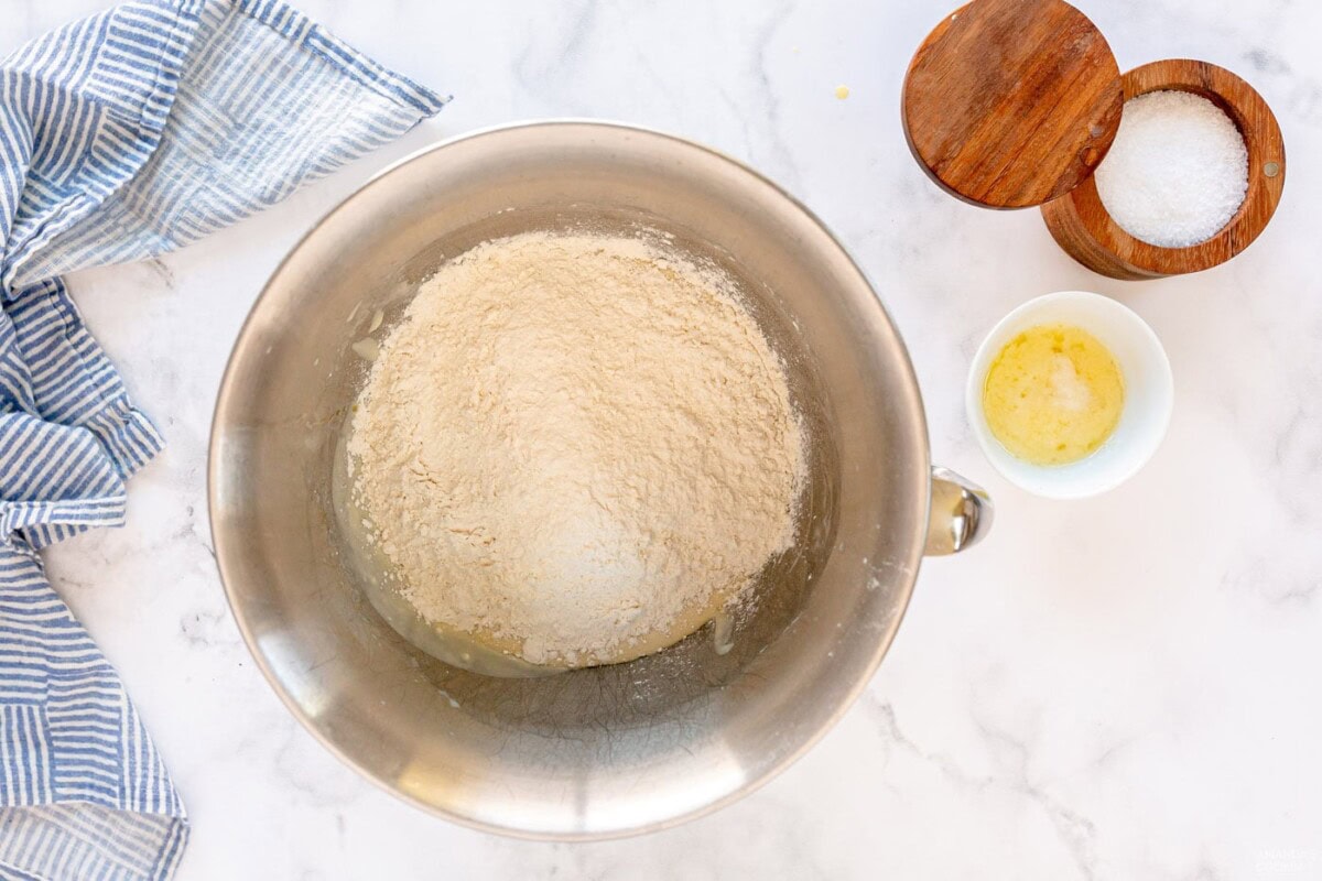 flour in mixing bowl