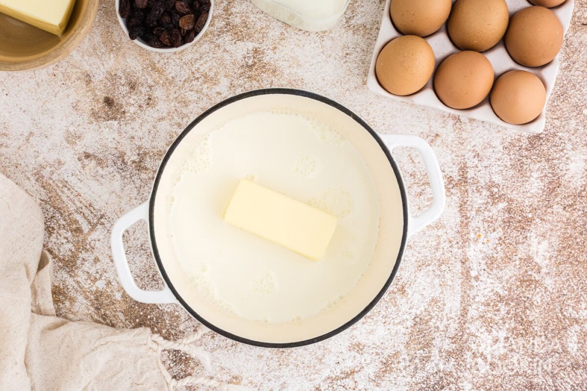 butter and milk in pan