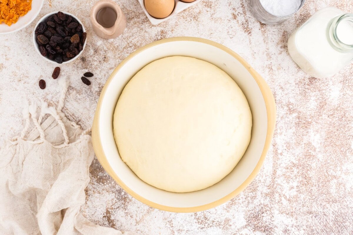 large dough ball in bowl