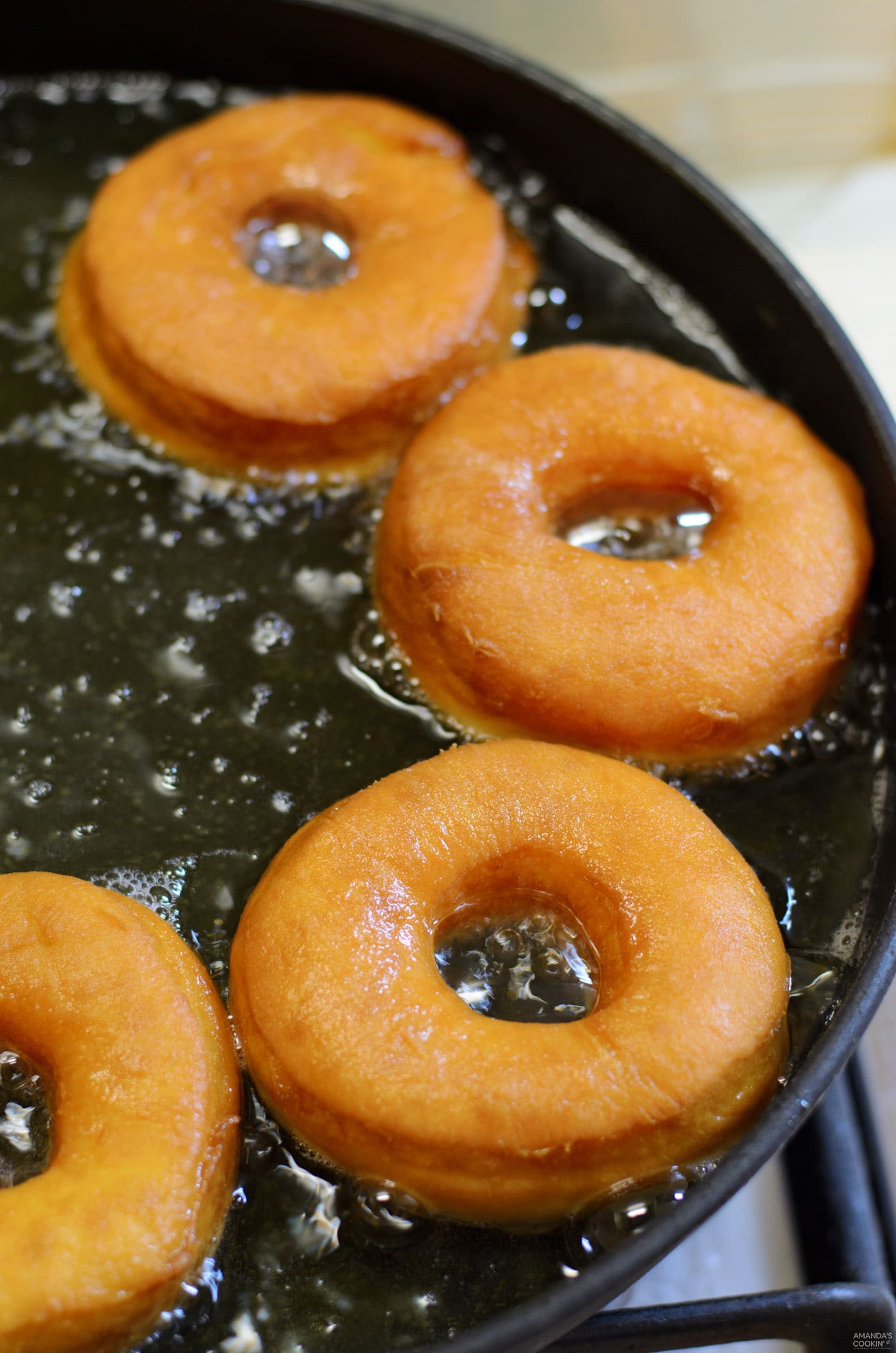 frying donuts in oil