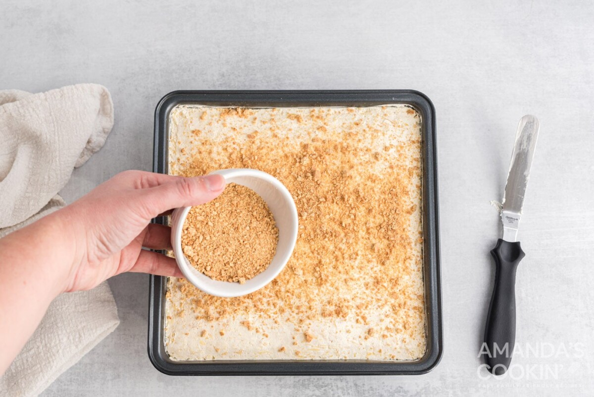 sprinkling graham crumbs