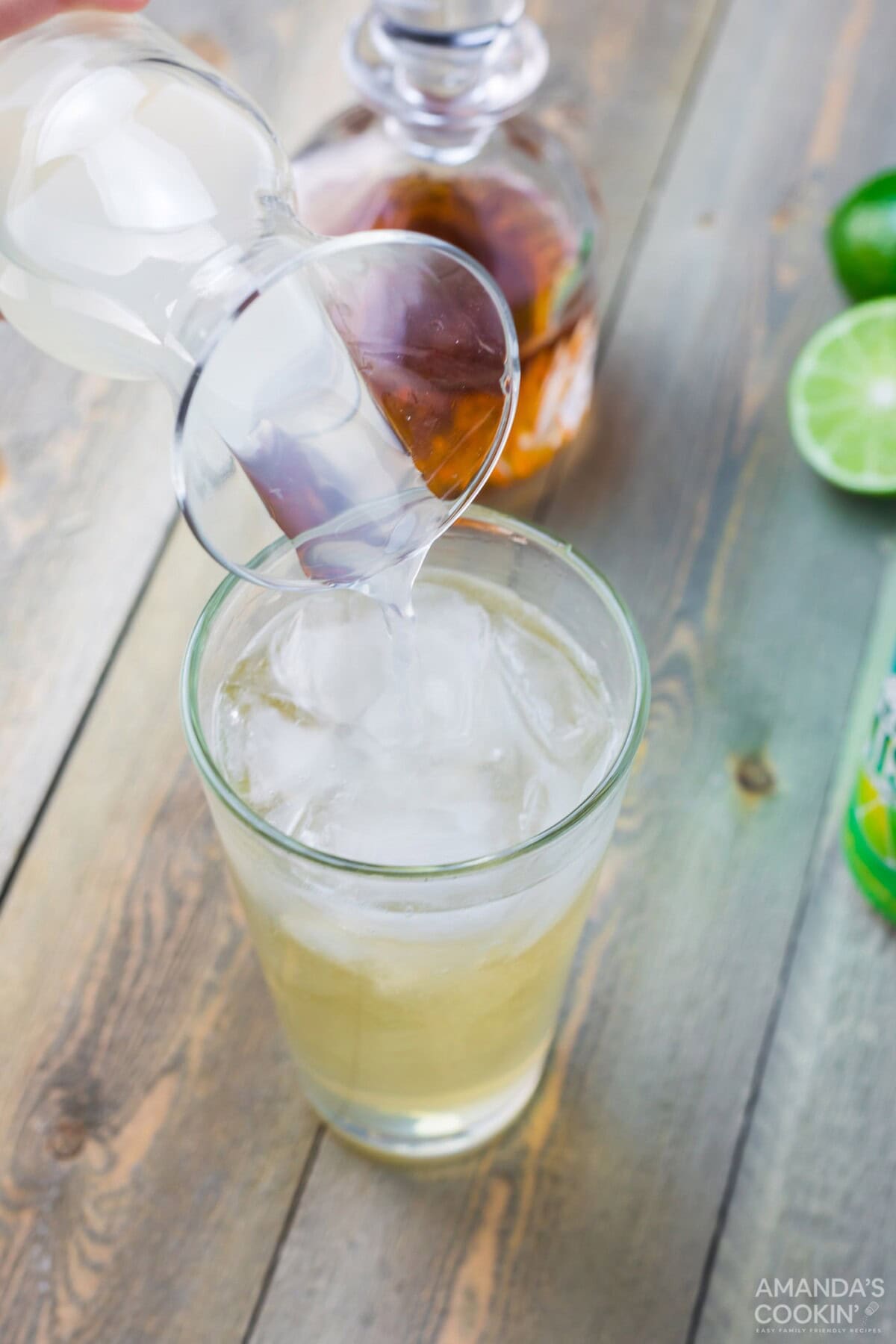 adding limeade to glass