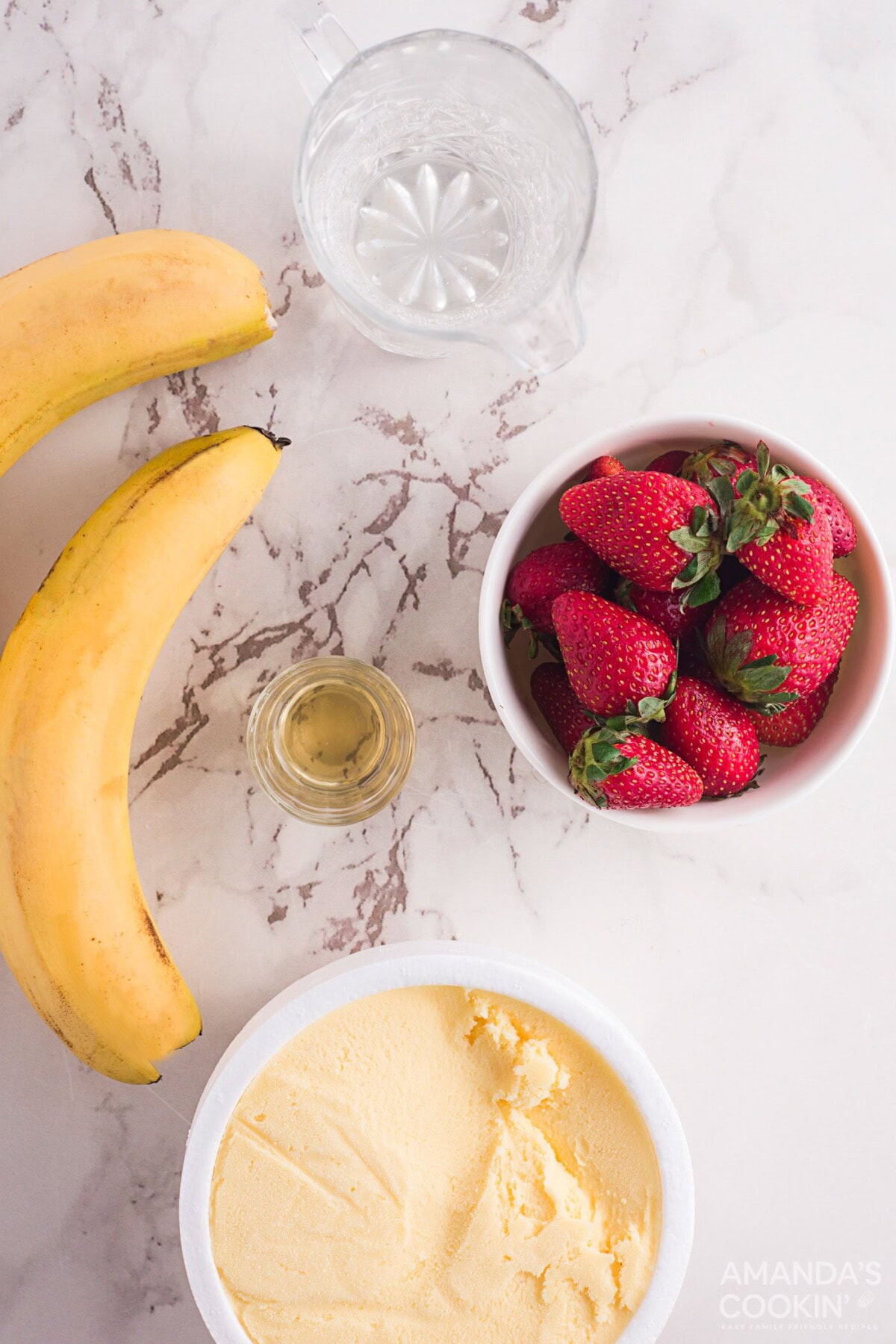 ingredients for strawberry banbana floats