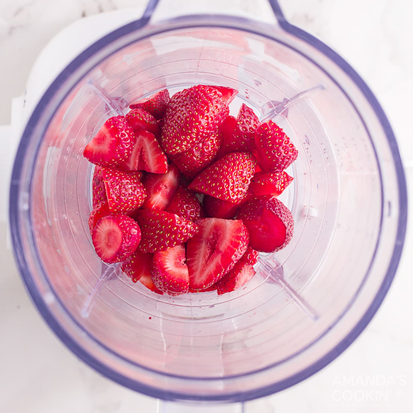 strawberries in a blender