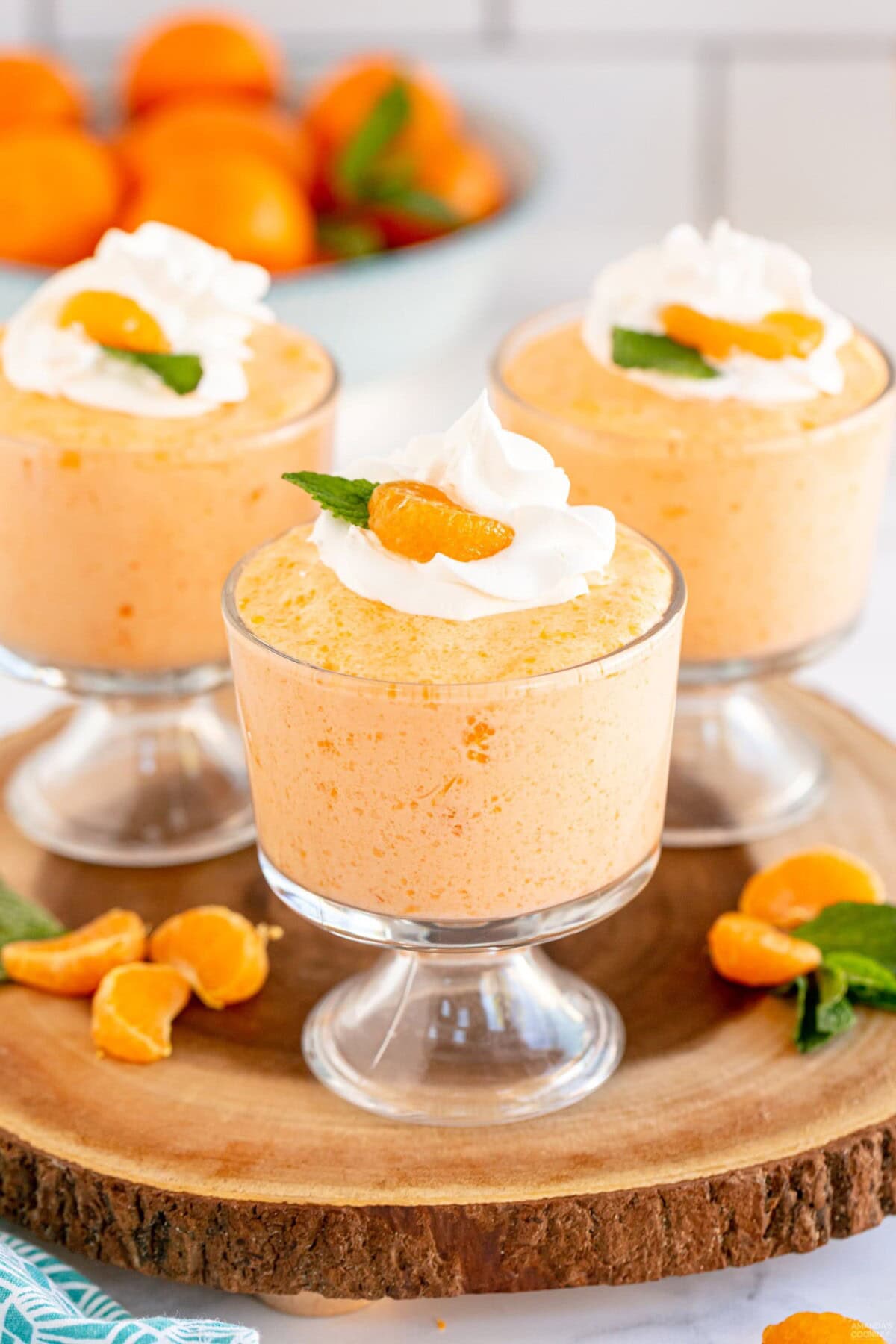 3 dessert cups of whipped jello mousse