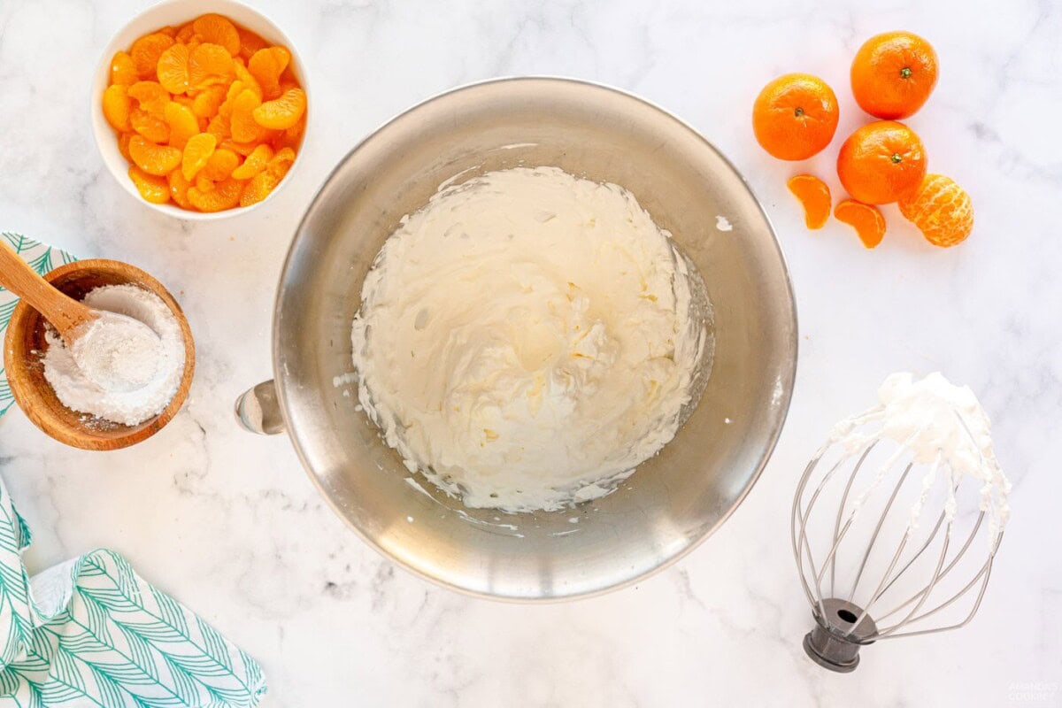 powdered sugar in mixing bowl