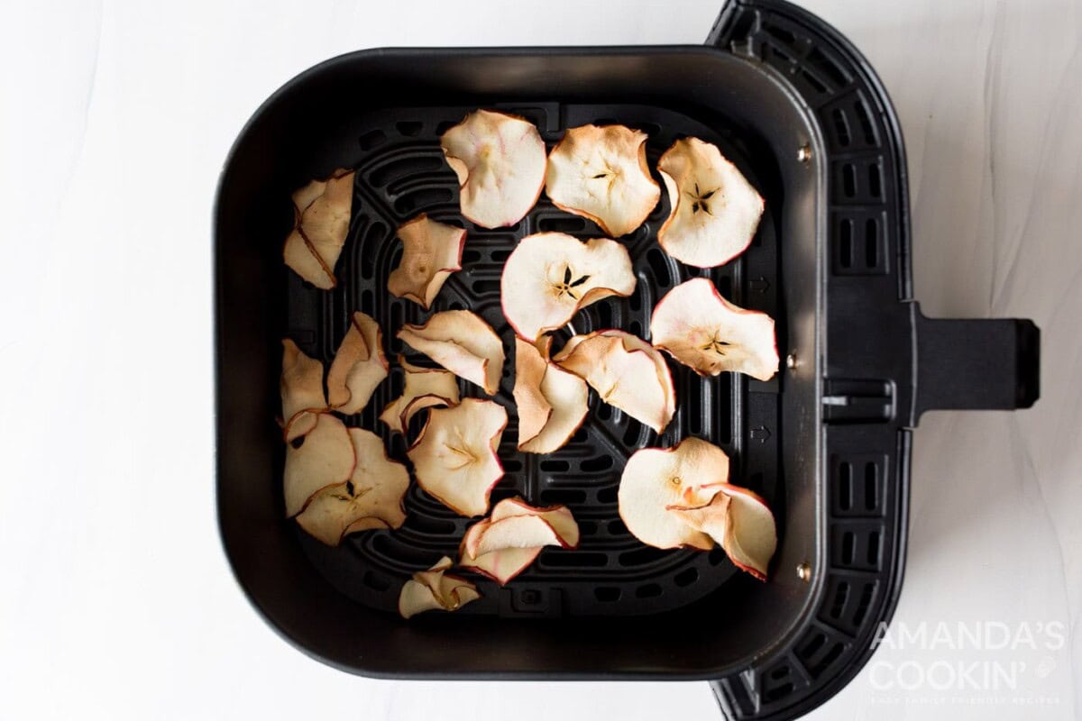 dehydrated apple chips in an air fryer