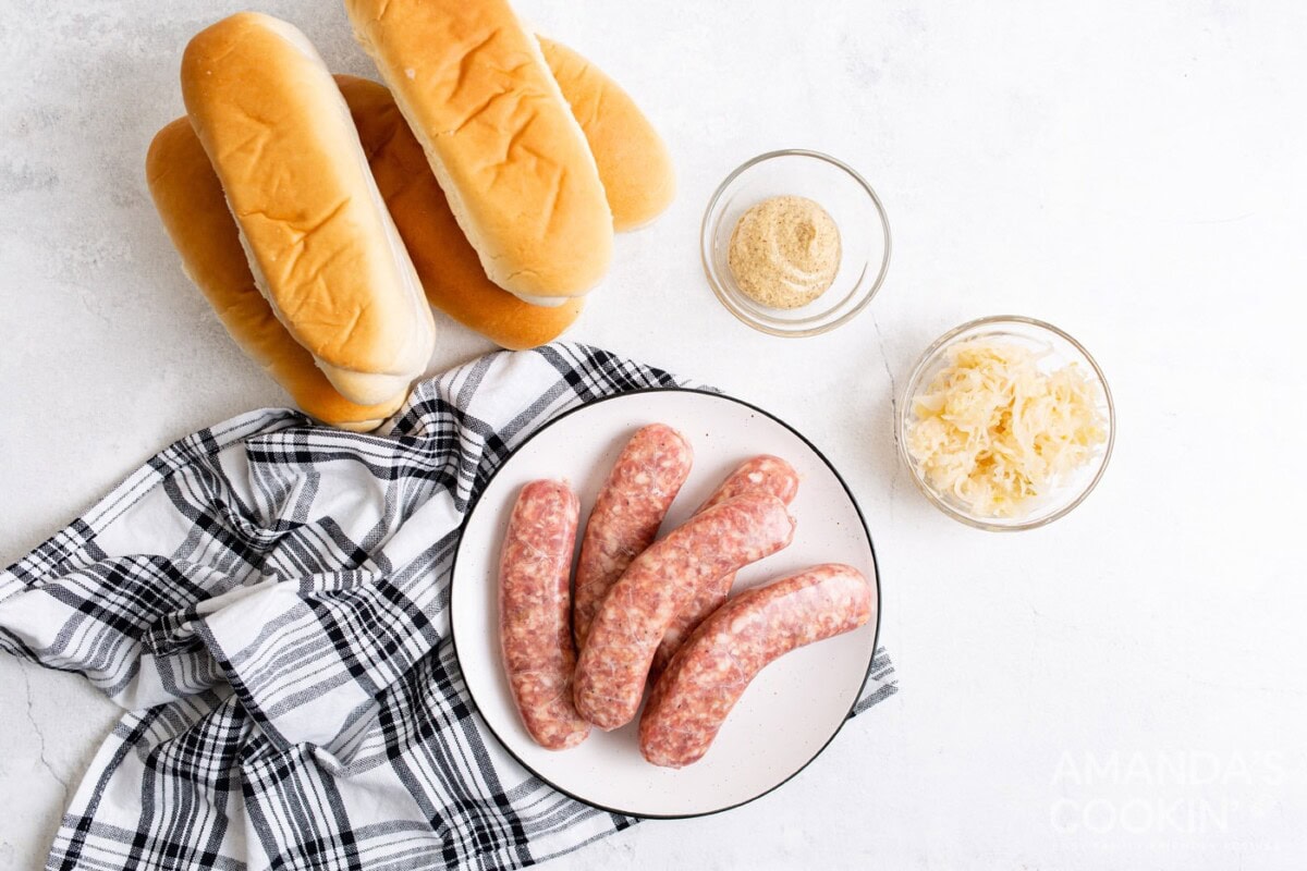 ingredients for making air fryer bratwurst