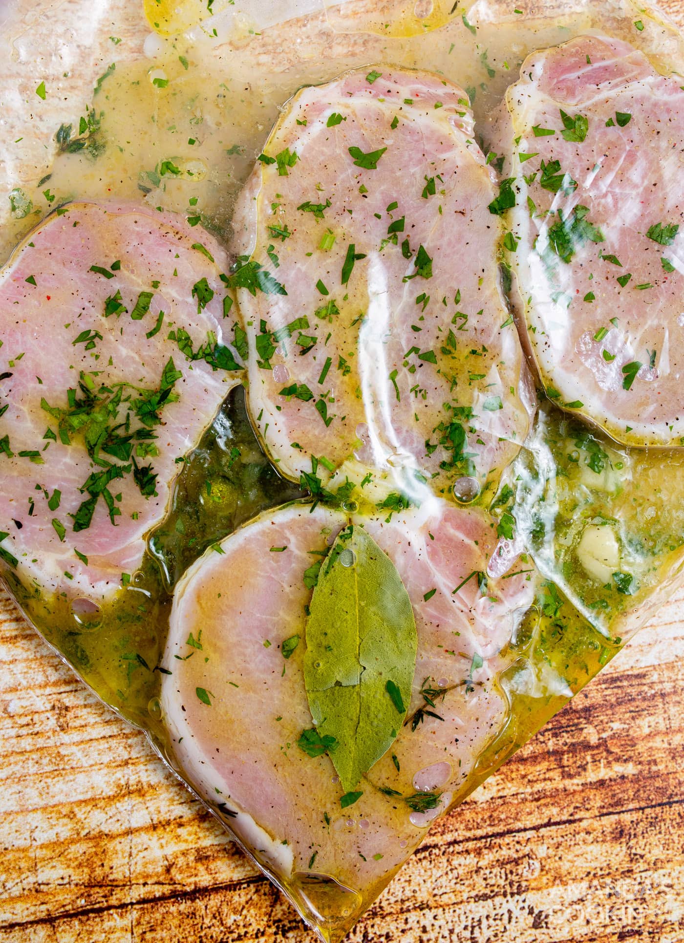 pork chops covered in marinade