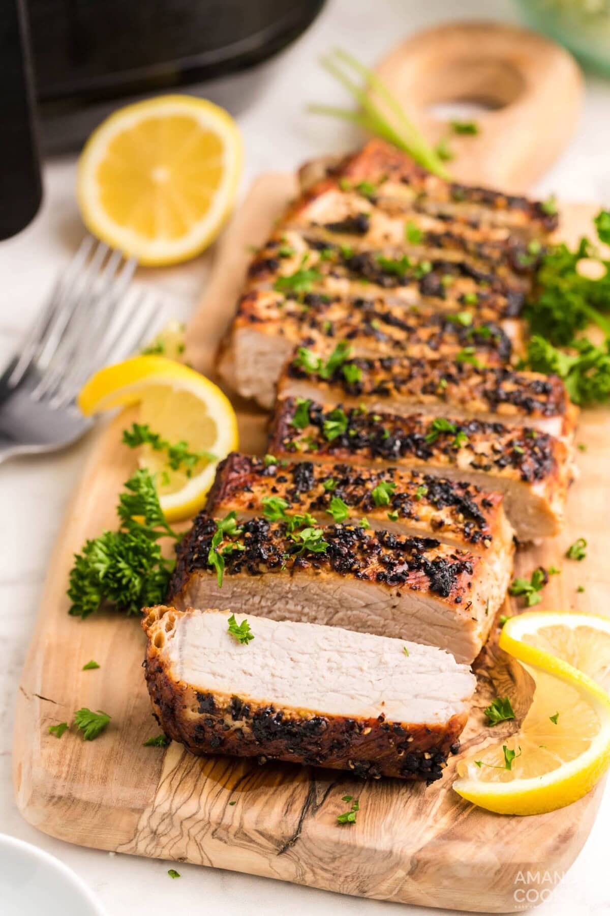 sliced Air Fryer Pork Tenderloin