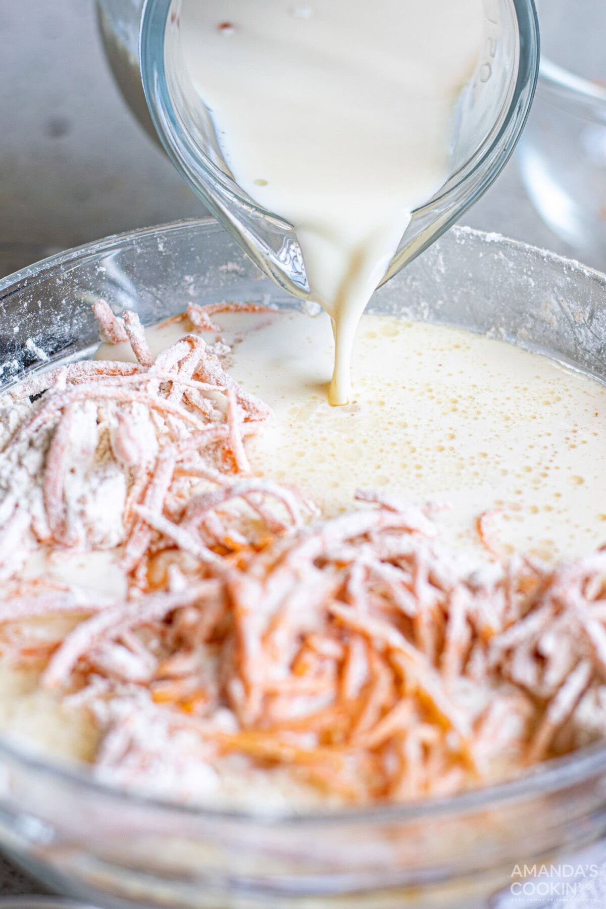 Mixing wet and dry pancake ingredients