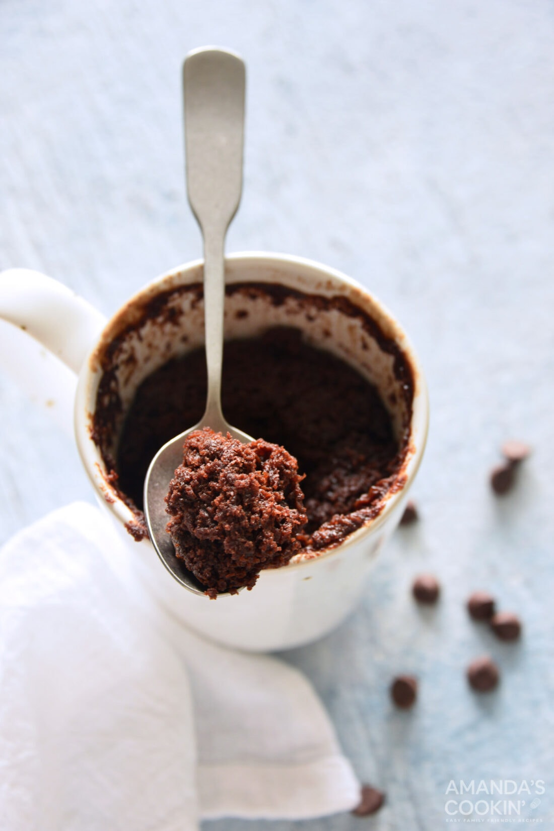 spoon of chocolate mug cake