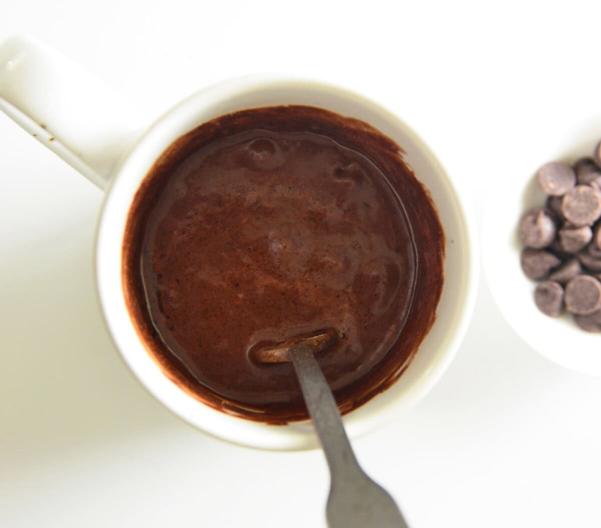 cake batter in mug