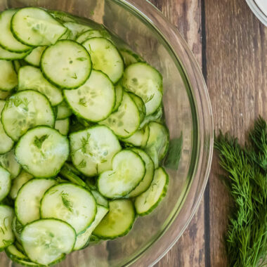 cucumber salad in a bowl