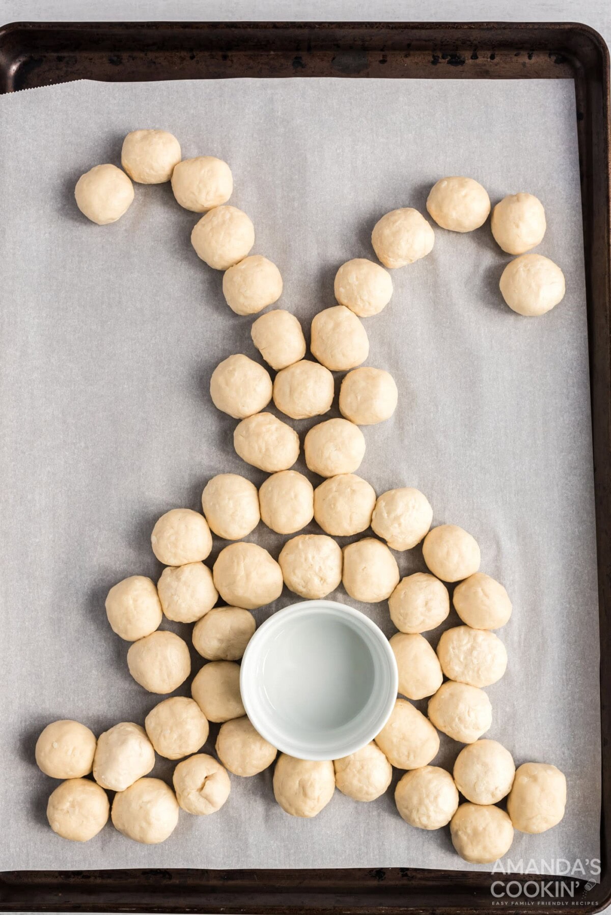 biscuit balls formed in the shape of a rabbit
