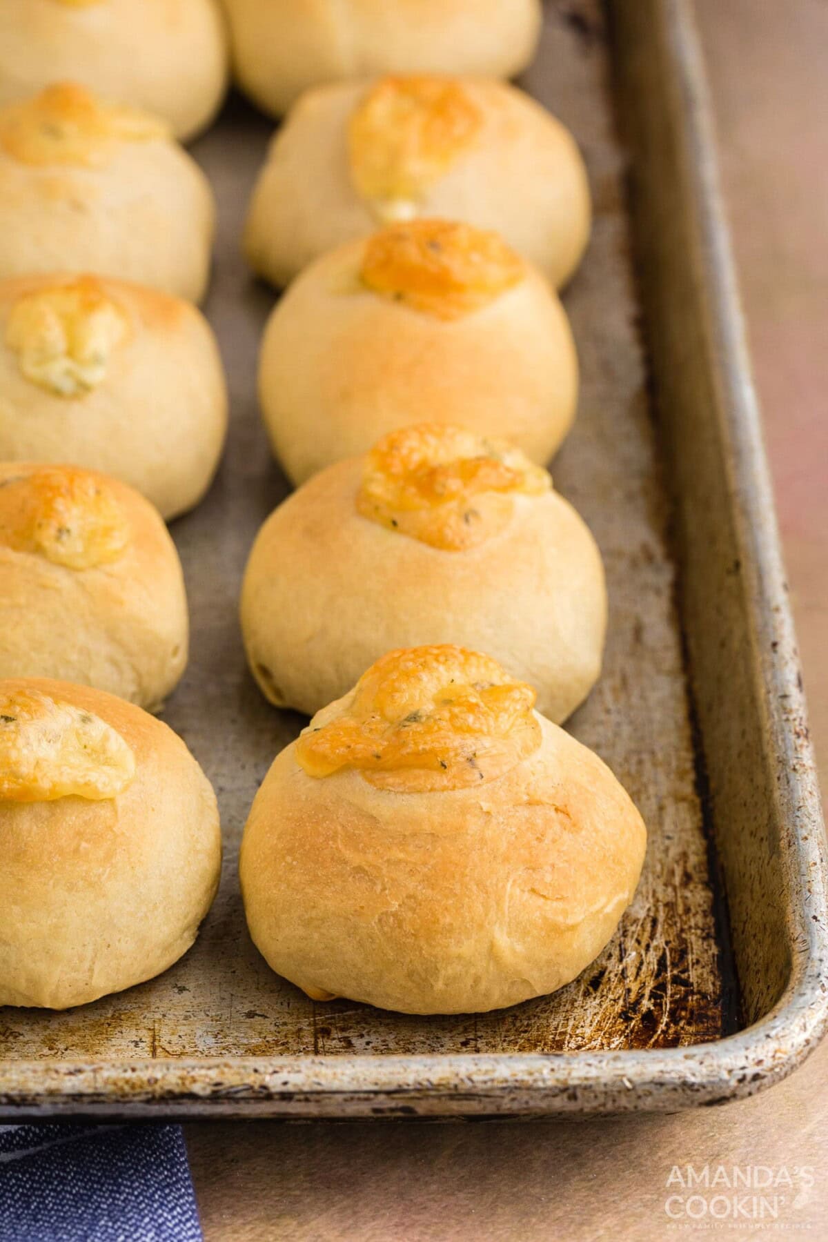 pan of garlic cheese rolls