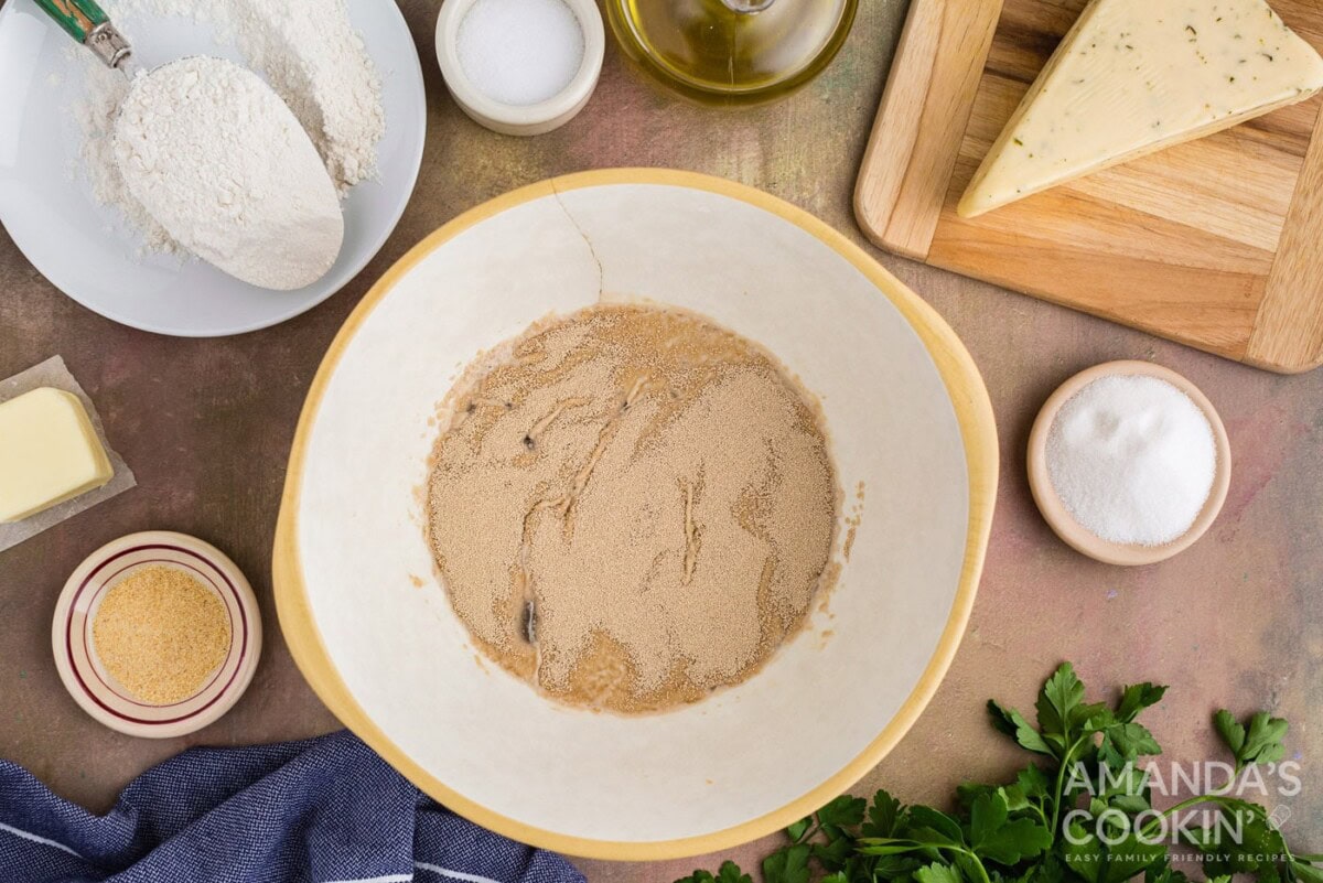 yeast over warm water in a bowl
