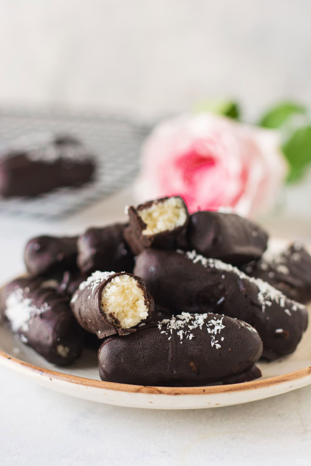 plate of homemade bounty bars